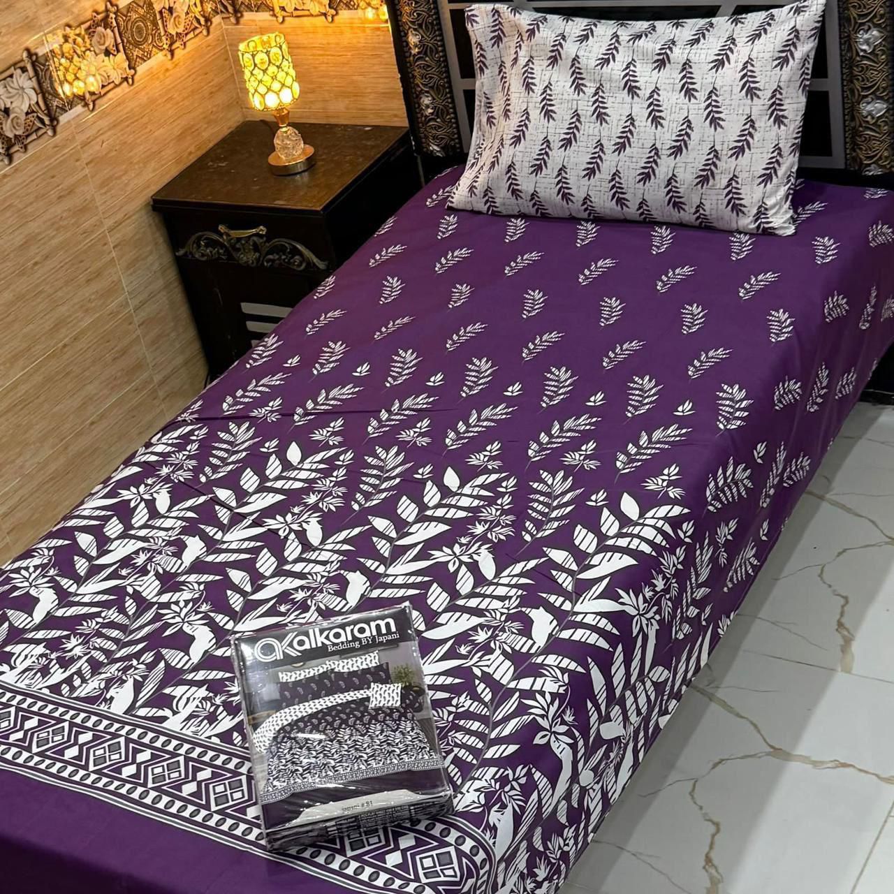 alkaram 4Pc Cotton Single Pair Bedsheet