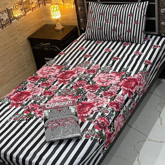 alkaram 4Pc Cotton Single Pair Bedsheet