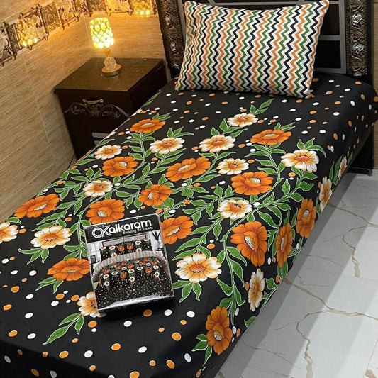 alkaram 4Pc Cotton Single Pair Bedsheet