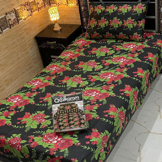 alkaram 4Pc Cotton Single Pair Bedsheet