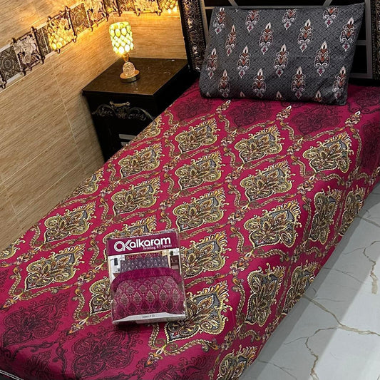alkaram 4Pc Cotton Single Pair Bedsheet
