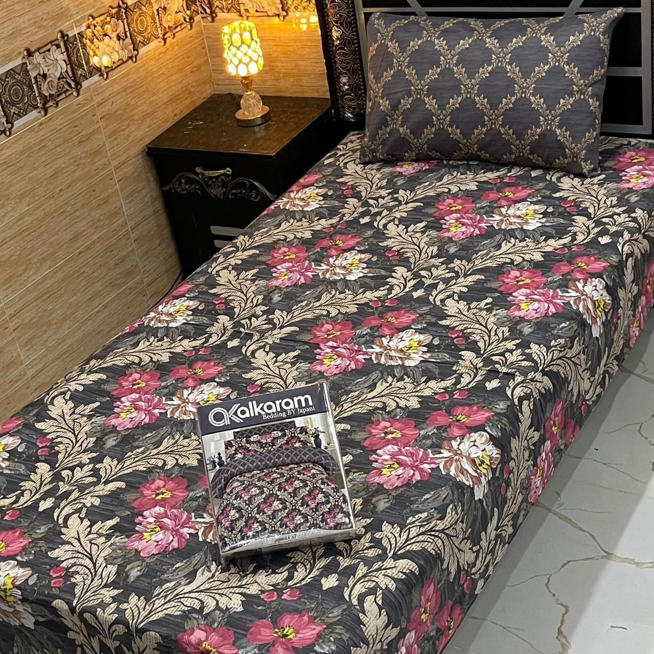 alkaram 4Pc Cotton Single Pair Bedsheet